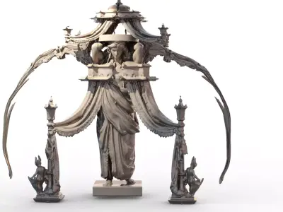 Baroque cathedral roof statue  3D model