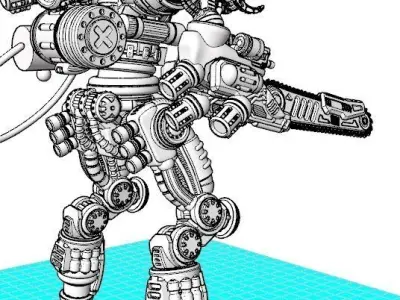 Cazador Double Chain Weapons And Heavy Flame Cannon-Separate 3D print model
