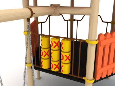  Hexagon Metal Kid Playground with Swings 3D model