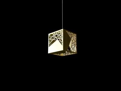 3d chandelier pendant light with two cubes hanging from it 3D model