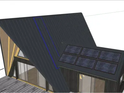 Modern A Frame Cabin on Stilts with Solar Panels 3D model