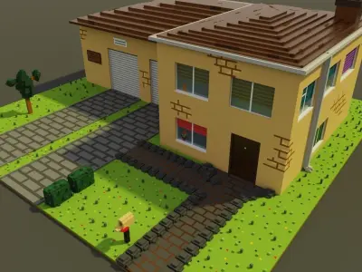 House-Pix house on street Low-poly 3D model
