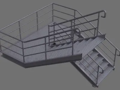 Stair 1E Low-poly 3D model