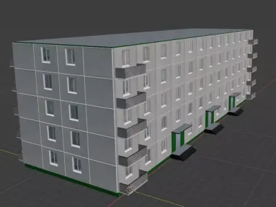 Soviet Building 5 Floors Low-poly 3D model