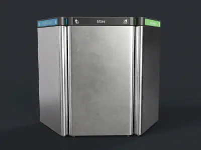 Street Trash Can 19 PBR Game Ready  Low-poly 3D model