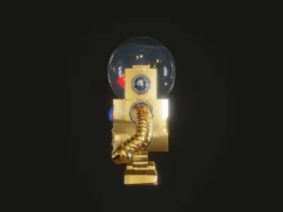 Golden robot 3D model purchase