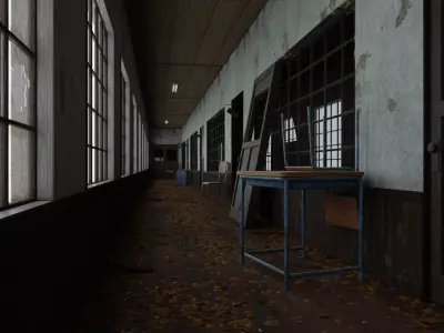 Abandoned School Hallway 3D model