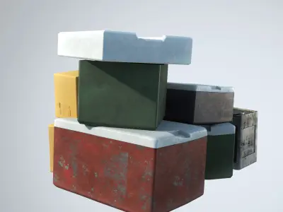 Stylized boxes 3D model