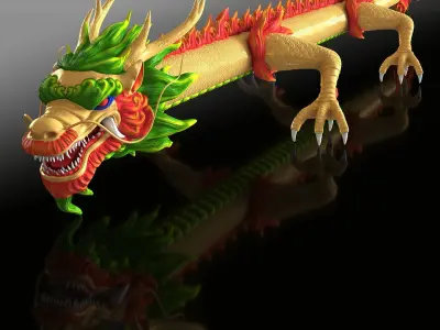  Colorful Chinese Dragon Rigged for Cinema 4D 