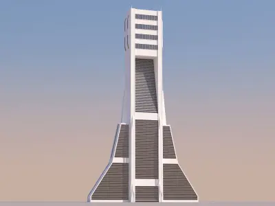 Futuristic Sci-Fi Skyscraper 02 Low-poly 3D model