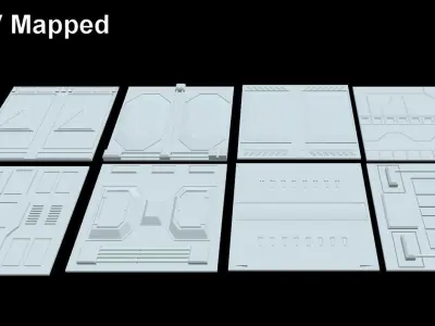 Sci-fi Panel Pack Low-poly 3D model