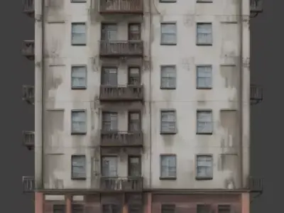 Urban Residential Building 3D Model Low-poly 3D model