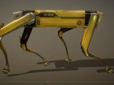 Robot Dog Rigged and animation walk Low-poly 3D model