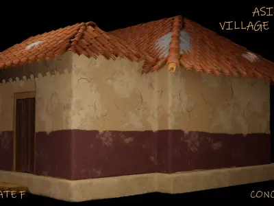 Asian Village House - Concept Art Low-poly 3D model