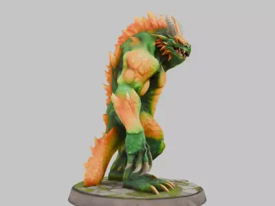 3D Model of a Stone Behemoth Statue Low-poly 3D model