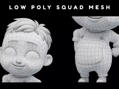 Cartoon Baby Boy Low poly Rigged Low-poly 3D model