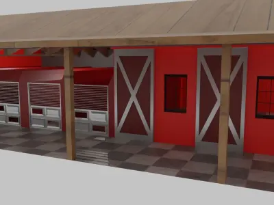 Horse Stable Low-poly 3D model