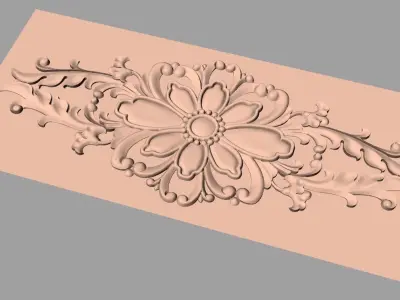 Bed door flower 3D relief STL model for CNC engraving E517 3D model