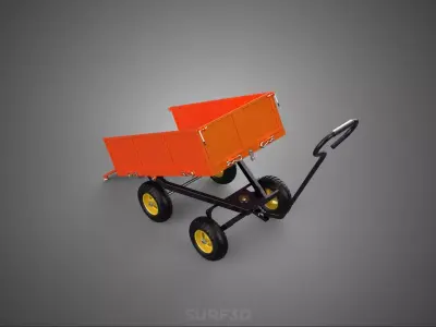 WASTE GARBAGE RUBBISH TRASH JUNK TRAILER DUMP CART WAGON TROLLEY 3D model