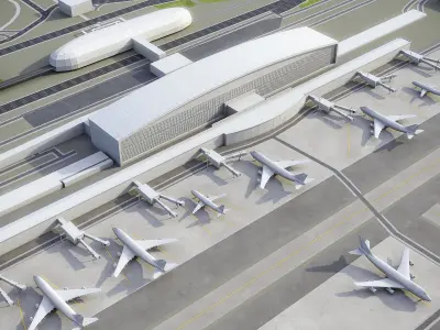 Tehran - Imam Khomeini Airport  - IKA Low-poly 3D model