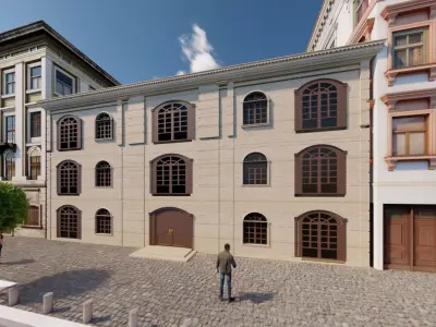 Classic stone facade-Building Classic Facade Element 3D model get