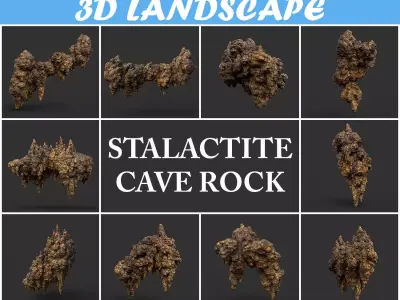 Low poly Stalactite Cave Rock Modular Pack 201216 Low-poly 3D model