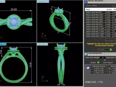 Women Light Weight Solitare Diamond Wedding Ring   18 3D print model