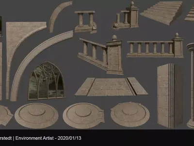 Cathedral Stone Trim Asset pack Free low-poly 3D model