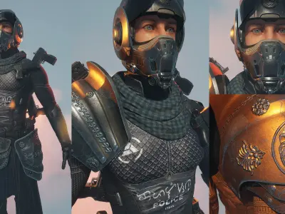 Police Captain sci-fi cyberpunk 3D character model 3D model