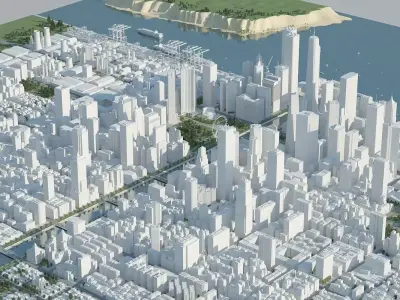 Large 3D White City 3D model