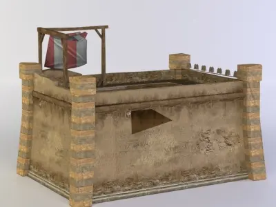 Building toy castle with roof Low-poly 3D model