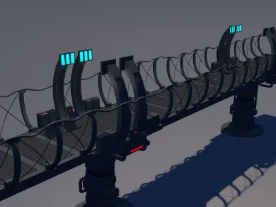 Sci Fi Bridge 3D model 4