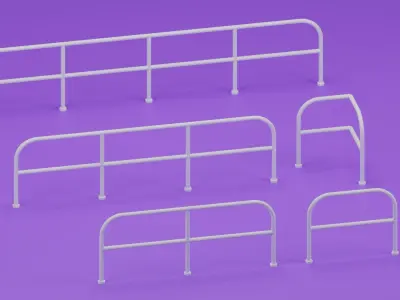 Railing Collection set of metal railings 3D model