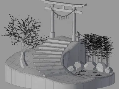 Torii gate Low-poly 3D model