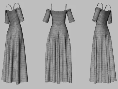 Dress 10 Very Light Blue With Design Low-poly 3D model