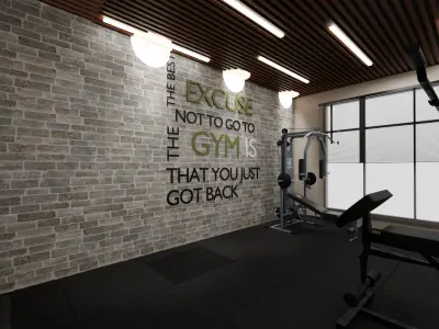 Personal GYM with Equipments Low-poly 3D model