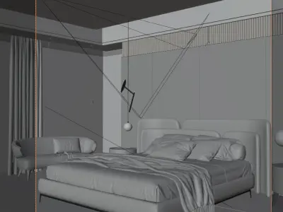 Modern bedroom 3D model 33