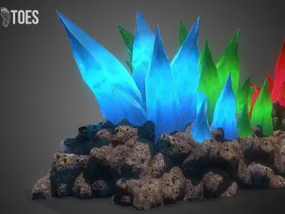 3D Cave Crystal Gemstones - Game Ready Low-poly 3D model