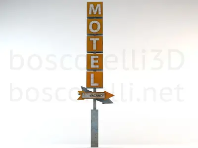 Old Motel Sign Standing Vertical Low-poly 3D model