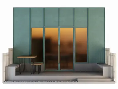 Entrance aluminum doors 3D model