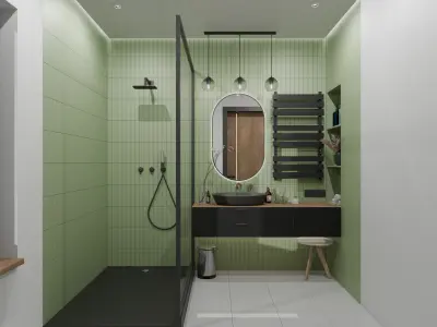 Bathroom modern with Walls 3D model