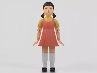 Squid Game Doll - rigged 3D model Low-poly 3D model