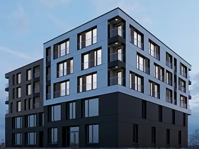 Modern residential building 8 3D model