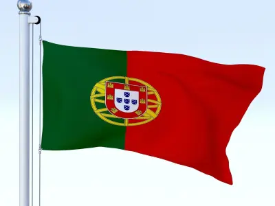 Animated Portugal Flag Low-poly 3D model