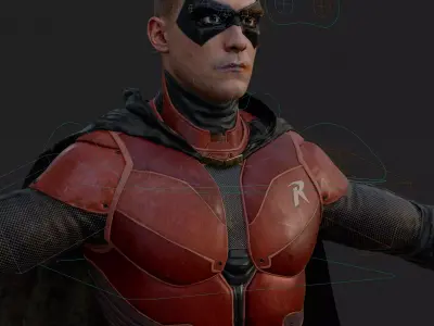 Robin 3D Model Arkham Knight Rigged PBR Cape Blender FBX OBJ Low-poly 3D model