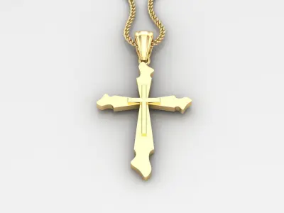 Light Gold 18K Cross Pendant 2CP020 3D print model