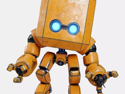 Cute Space Robot Rigged G-26 Yellow 3D model