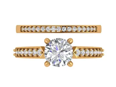 Round Diamond Engagement Ring 3D print model shop