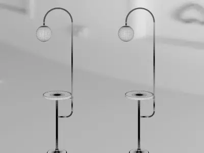 Floor lamp with table with wireless and USB charging 3D model