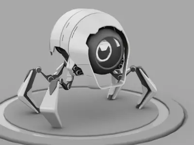 Spider robot rigged - animated character 3D model